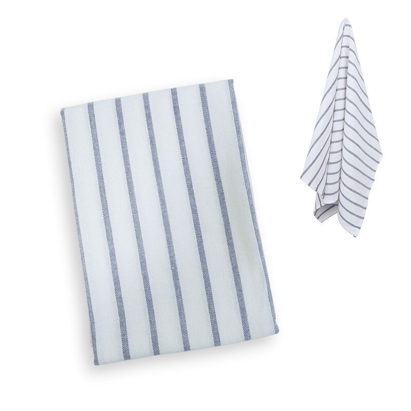 5pcs/batch Cotton Wiping Cloth Western Restaurant Napkin Towel Absorbent Cotton Plaid Tea Towel Handkerchief: Blue stripes46x70cm