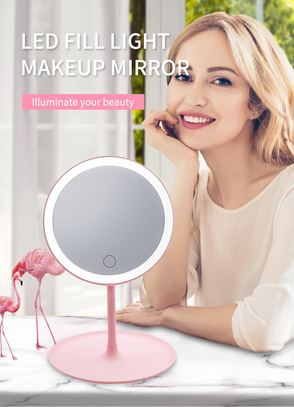 Led Licht Make-Up Spiegel Opslag Make Gezicht Verstelbare Touch Dimmer Usb Led Spiegel Tafel Desk Cosmetische Spiegel Met Licht