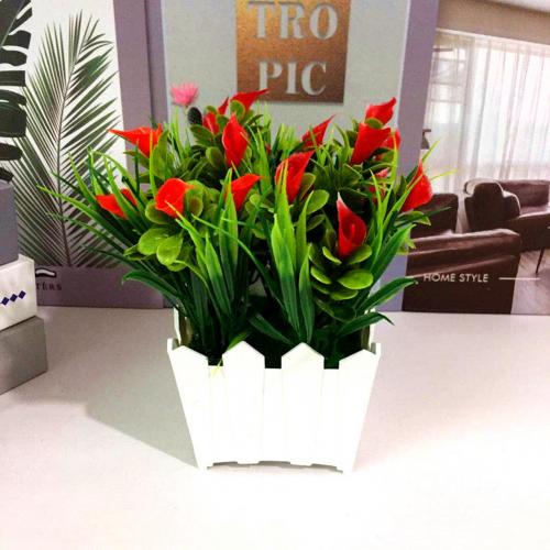 Kunstig potteblomst callalily potteplanter bonsai diy hjem stue kontorindretning havebord dekoration lotus planteindretning: Rød