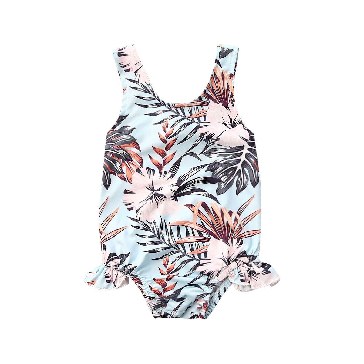 Zomer peuter kinderkleding jongen meisje badmode mouwloos bloemenprint romper jumpsuit jongen shorts zonnepak: A / 6m
