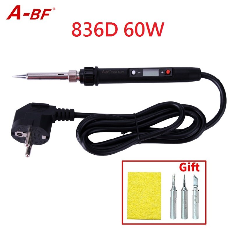 110W 836D 60W LCD Display Soldering Iron A-BF GS110D Temperature Adjustable Soldering Iron station with 3 tips cleaning sponge: 836D Standard