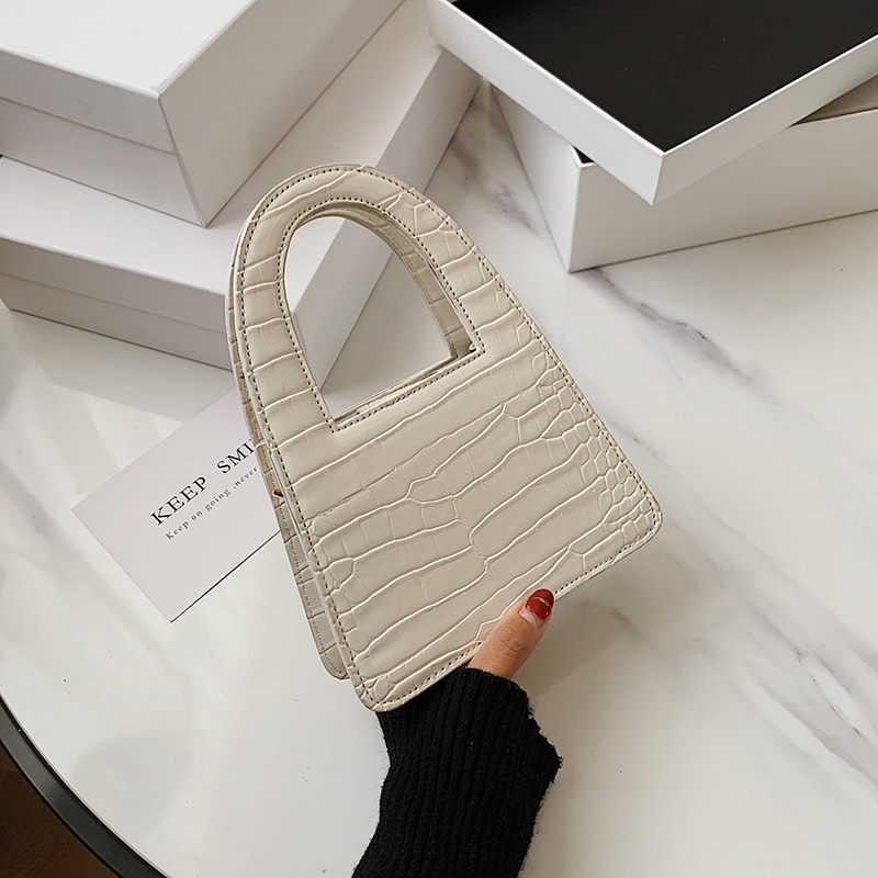 Kleine Steen Patroon Pu Lederen Crossbody Tassen Voor Vrouwen Ketting Handtassen Lady Schoudertas Simple Totes Handtas: Big White