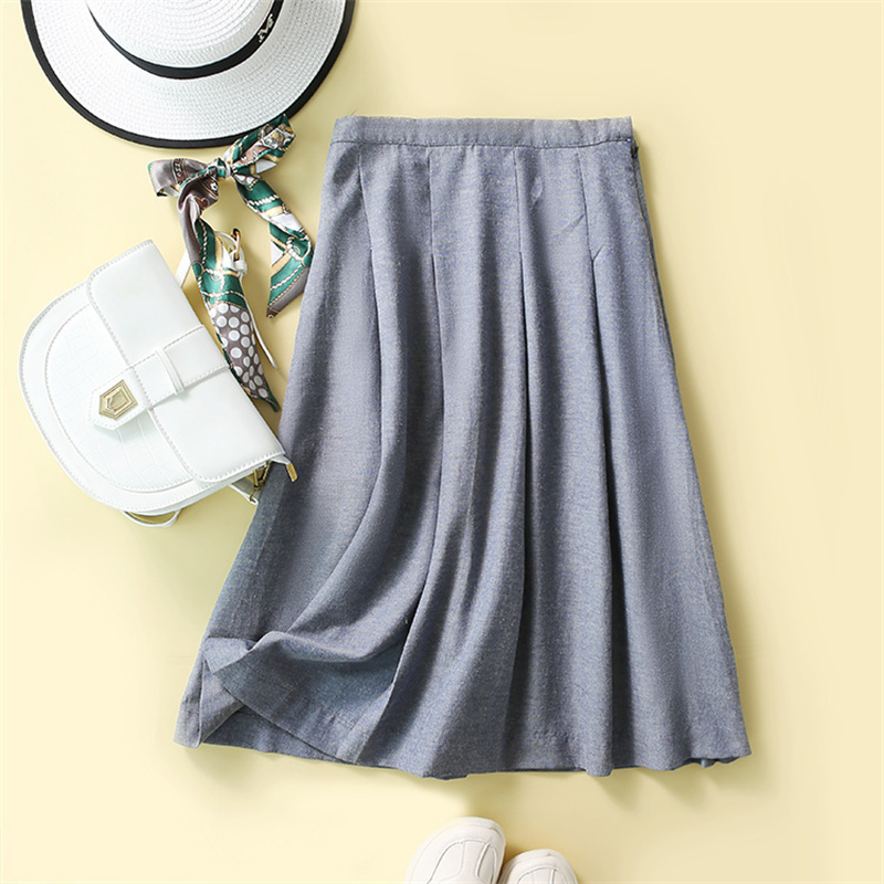 Vestido Vintage De Manga Corta Para Mujer, De Algodón Y Lino, Largo Y Ligero - Ideal Para Verano (color Gris, Talla XL)