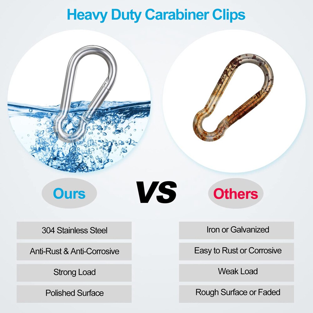 10PCS Stainless Steel Carabiners Clips 1.57 Inch Small Caribeaner Spring Snap Hooks Heavy Duty Keychain Clip Qick Link for Keys