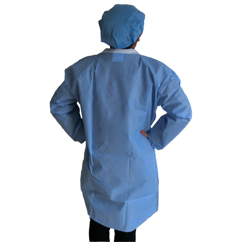 Engangskjoler engangs lab coat arbejdstøj sms nonwoven stof renrum blå støvtæt beskyttende arbejdsdragt