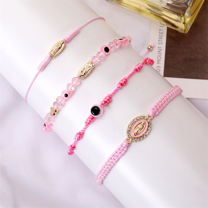 4 Uds. De pulseras mexicanas de la Virgen María, pulsera de San Judas para mujeres y niñas, cadena roja, mal de ojo, cuentas verdes, tobilleras, de joyería