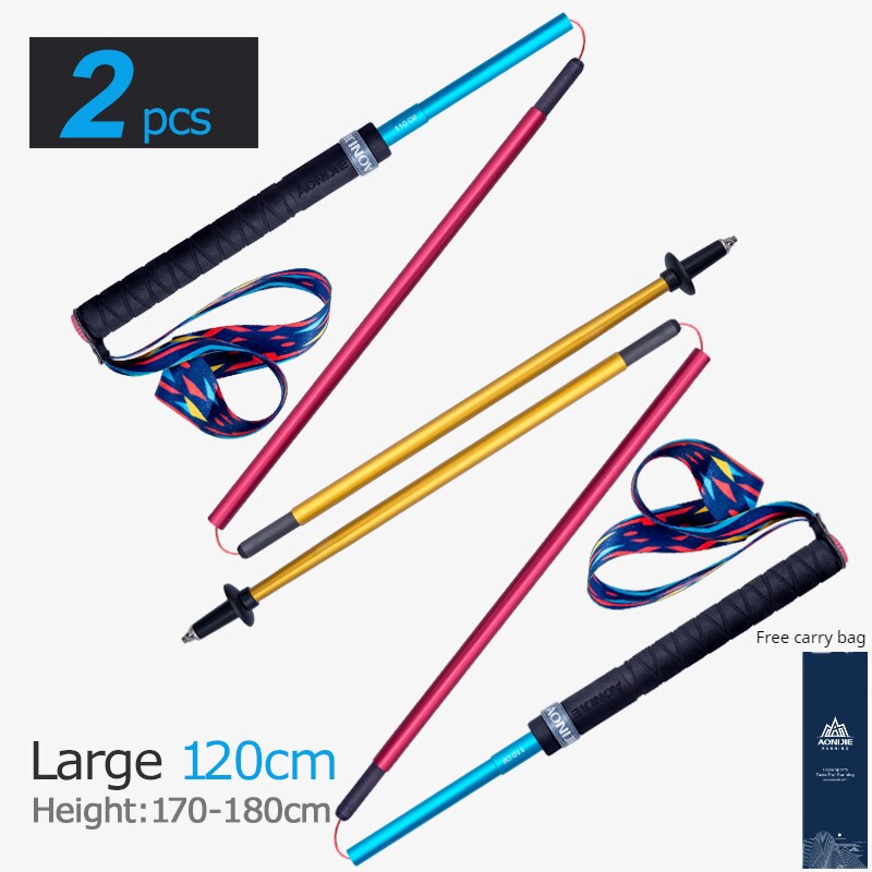 2PCS AONIJIE Light Weight Folding Collapsible Quick Lock Trekking Cane Pole Hiking Pole Clamp Trail Walking Stick Carbon Fiber: E4201Col-2 pcs 120cm