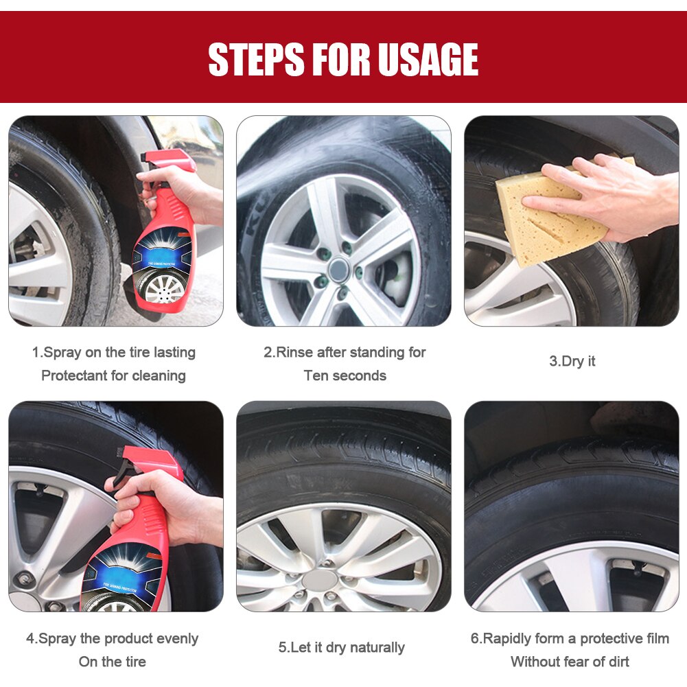360ML Tire Coating Agent High Brightness Tire Protector Wheel Cleaning Glazing Crack Care Instant Brightening