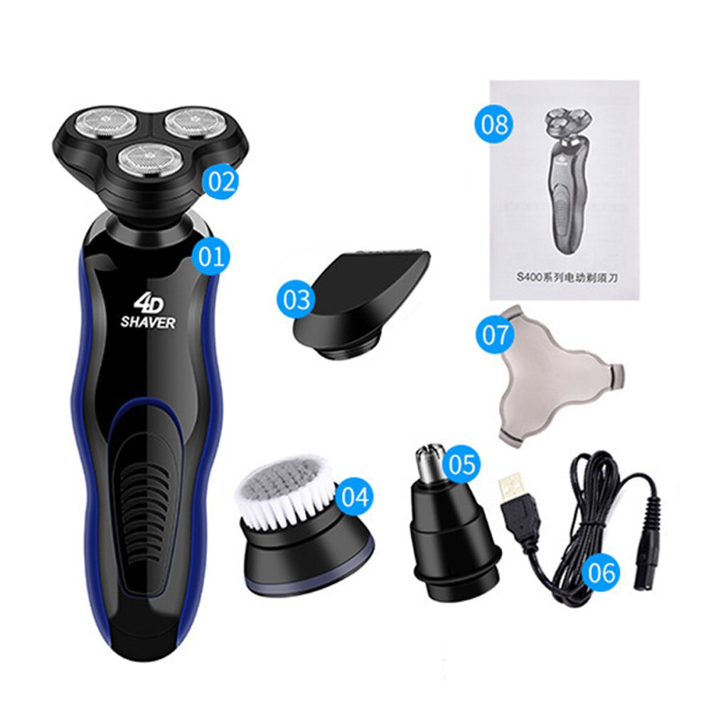 Elektrische Scheerapparaten Scheren Machine 4 In 1 Baard Scheerapparaten 4D 3 Blades Neus Tondeuse Tondeuse Oplaadbare Voor Mens Elektrische scheerapparaat