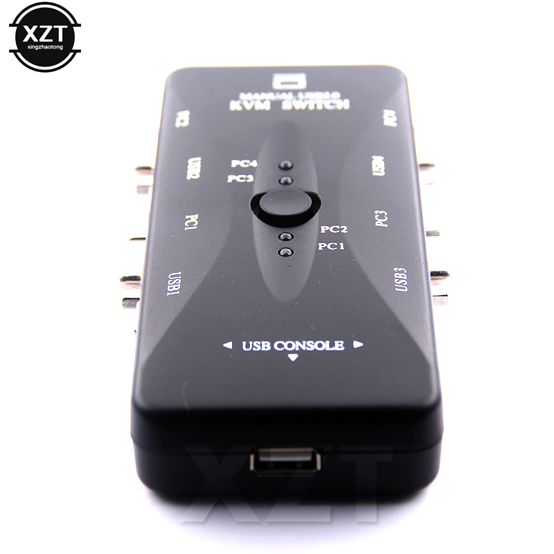 4 puertos USB2.0 KVM interruptor Selector VGA imprimir interruptor Auto Monitor de divisor VGA KVM Switch