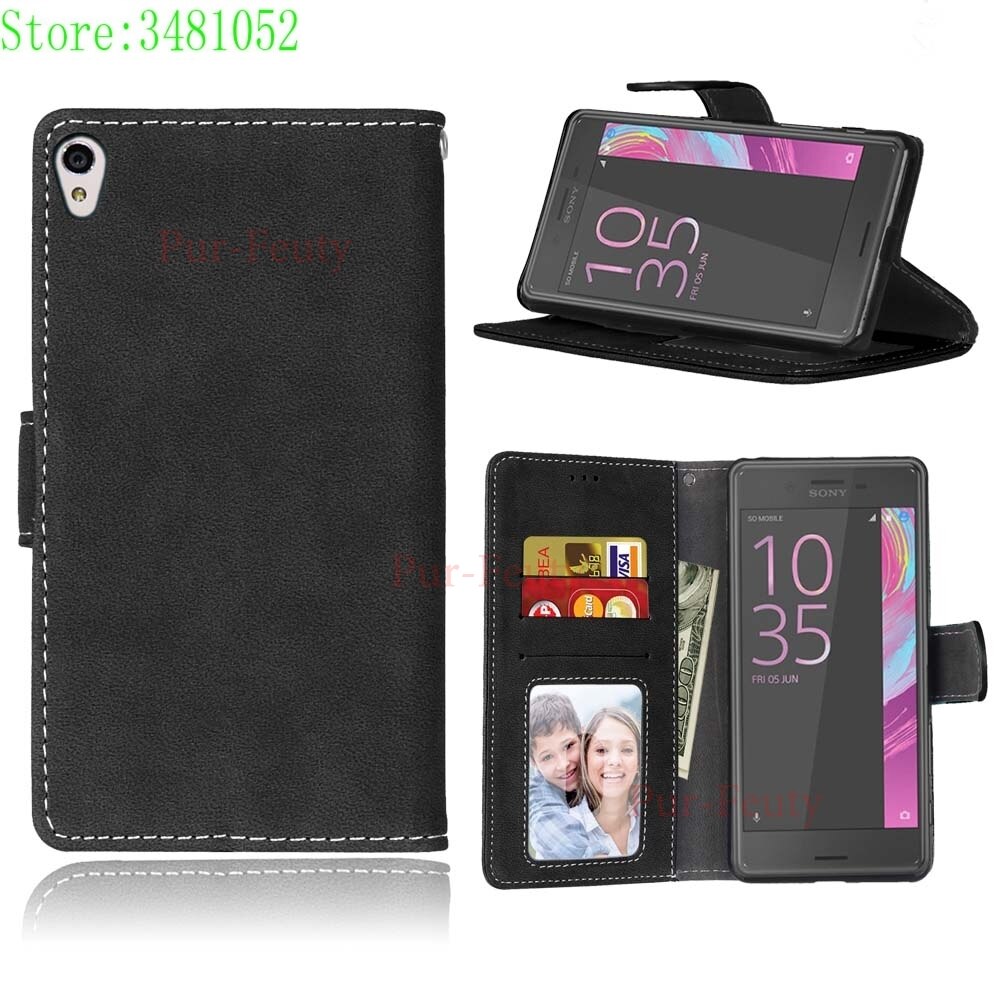 Flip Telefoon Case voor Sony Xperia XA LTE F3111 F3112 F3116 Retro Wallet Card Slot PU leather case voor Sony F 3111 3112 Phone bag: Black