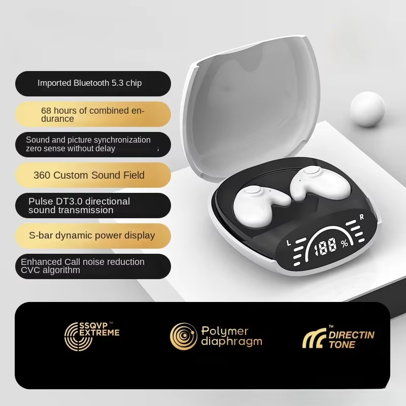 Bluetooth sports 5.3 langattomat korvatulpat, erittäin ohuet, näkymättömyyttä ja melua vaimentavat urheilukuulokkeet kaikille älypuhelimille: Valkoinen