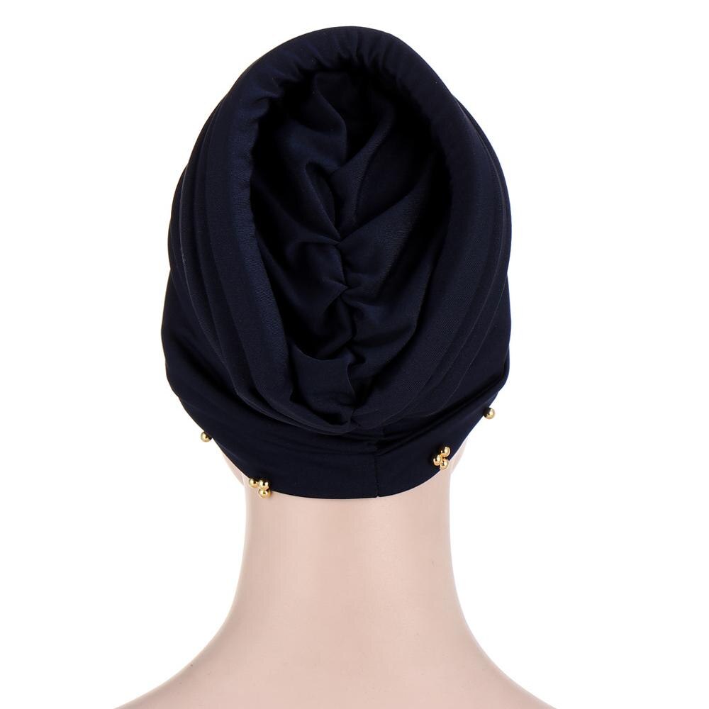 Turbante con cuentas, Turbante elástico musulmán para mujer, gorro interior hiyab cruzado para la frente, gorro árabe para envolver la cabeza, gorros para Hijab