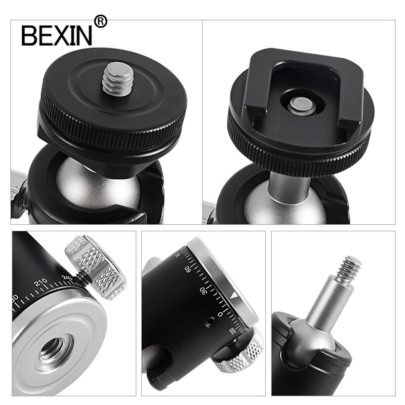 Bexin Mini Balhoofd Monopod Bal Hoofd Statief 360 Panoramisch Hoofd Met Shoe Base Mount Adapter Voor Dslr Camera flash