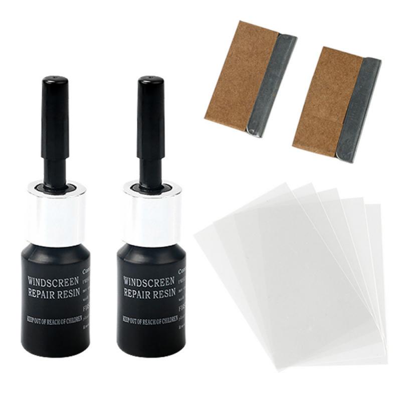 1Set Gebarsten Glas Reparatie Schoon Kit Voorruit Nano Reparatie Vloeistof Diy Autoruit Telefoon Scherm Reparatie Kras Crack Herstellen TSLM1: 2 pcs black