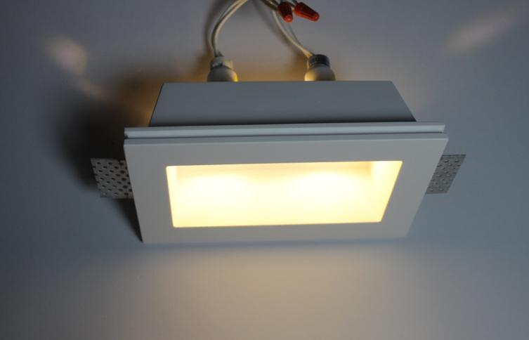 LED Recessed gypsum light, plaster spotlight, Pure white trimless down lamp, indoor lamp with GU10 bulb, 5W, LED spot fixture