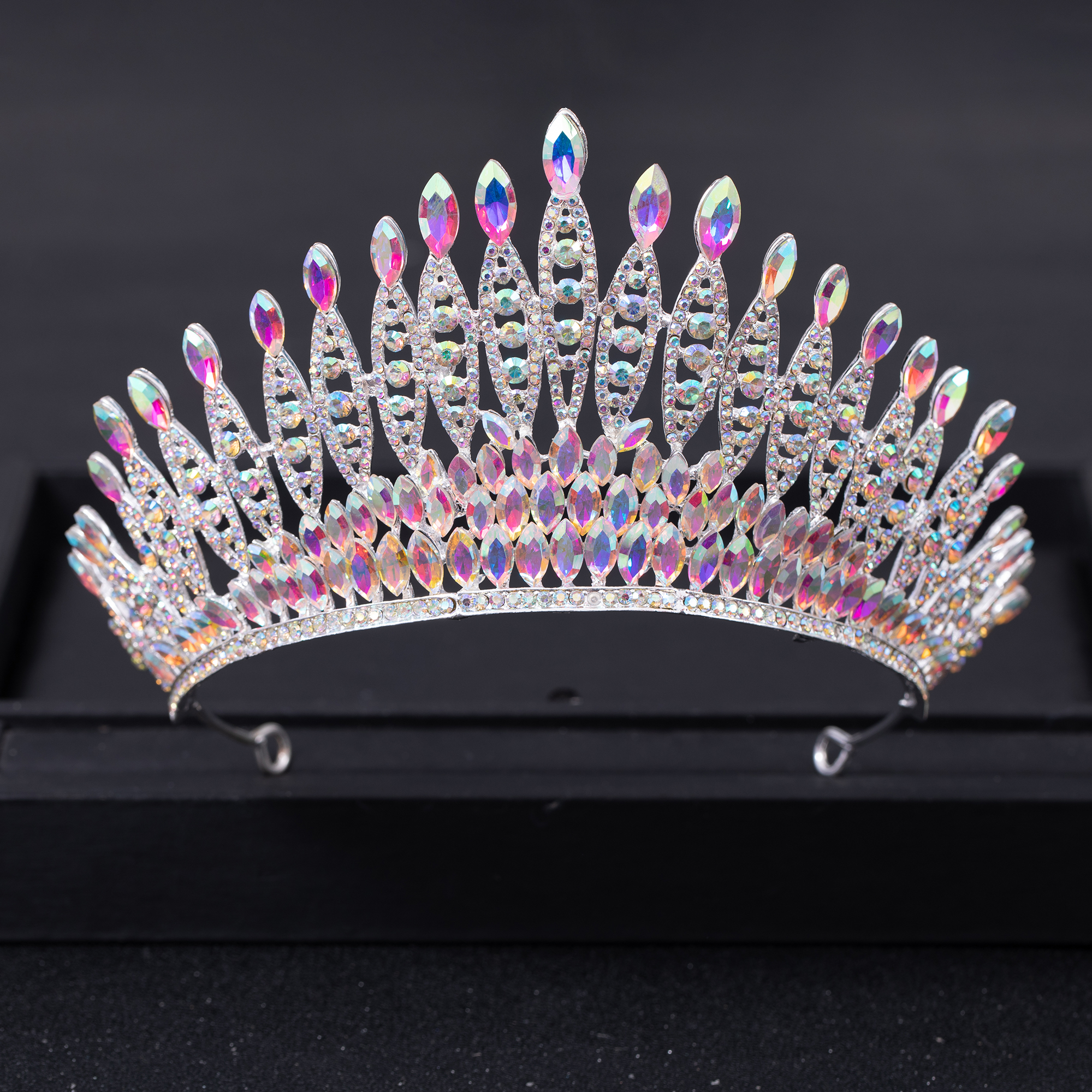 Tiara de corona grande de Reina de cristal de Color plateado, Tiaras de boda con diamantes de imitación, coronas para desfile de graduación, accesorios para el cabello de novia, joyería