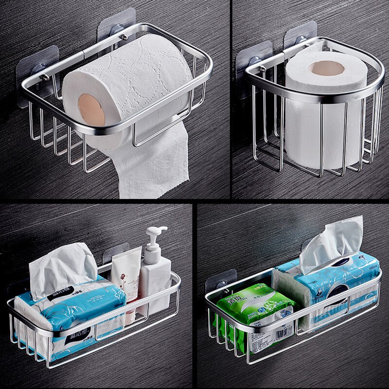 1 stk sugekop rulleholder hotel toiletpapir shampoo udhult stativ væg håndklæde opbevaringskurv