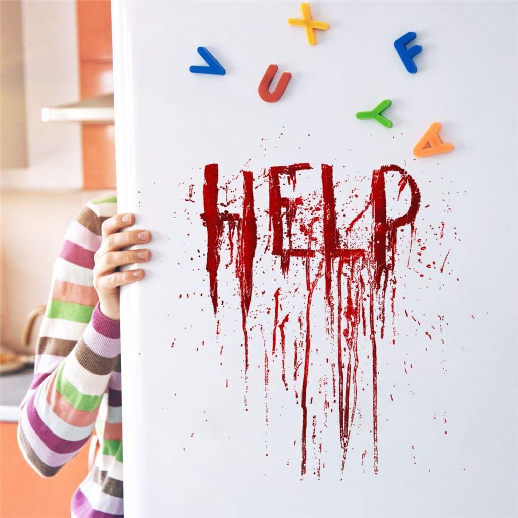 3D Helpen Horrible Halloween Decoratie Bloody Muurstickers Brief Blooding Handafdruk Behang Glas Window Halloween Decor