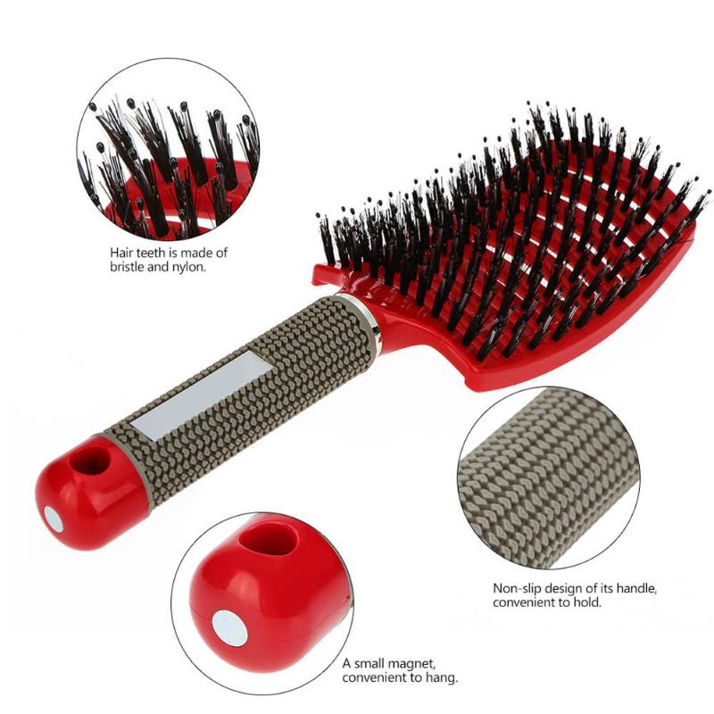 Haar Pinsel Kopfhaut Massage Kamm Haarbürste Borsten & Nylon Frauen Nass Lockige Detangle Haar Pinsel für Salon Friseur Styling Werkzeuge