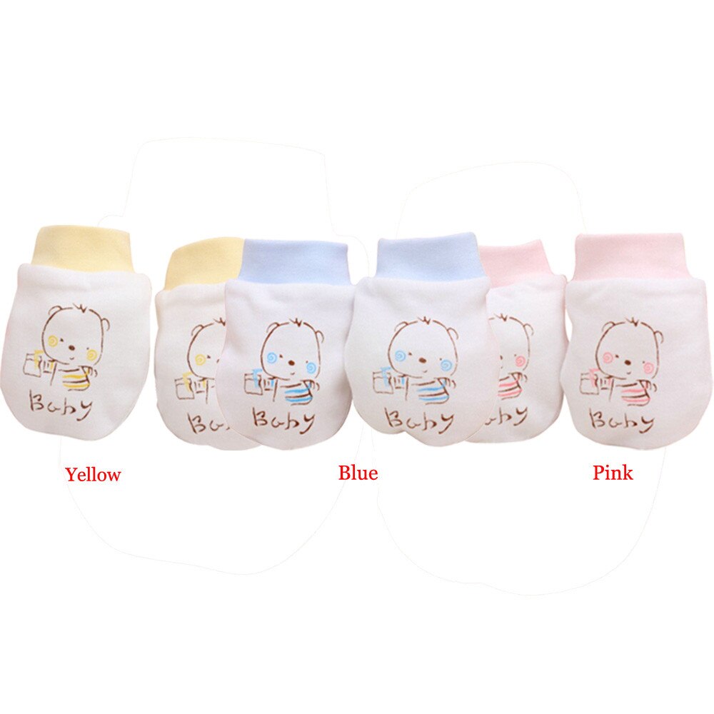 1 Pairs Toddler Cute Cartoon Bear Print Baby Infant Boys Girls Anti Scratch Mittens Soft Gloves Baby Kids Gloves Варежки Детские
