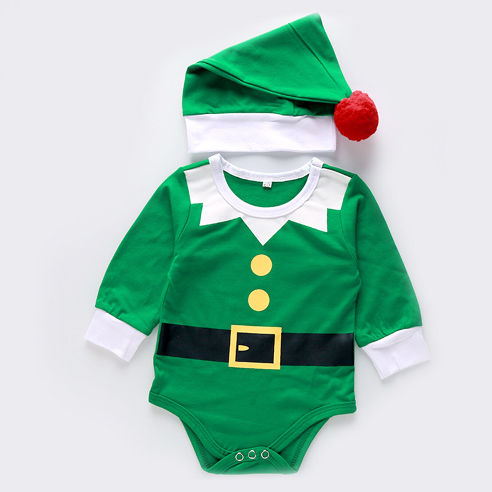 Bebê recém-nascido roupas de natal conjunto infantil da criança chapéu de natal boné macacão playsuit outfits bebê meninos meninas traje de natal ropa: C / 0-3 Months