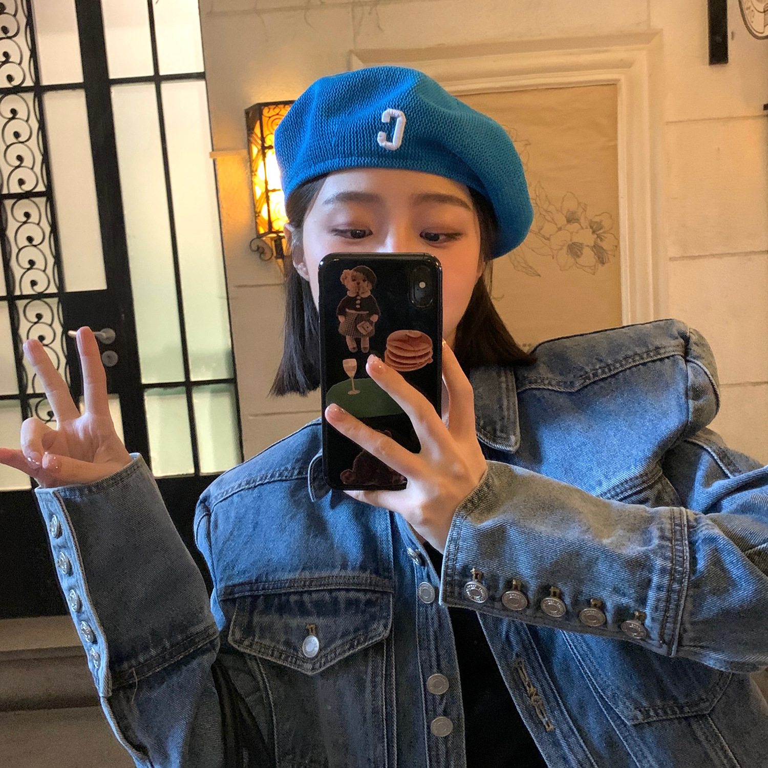 Spring And Summer Blue Beret Female Japanese Sweet And Cute Thin Breathable Painter Hat Shows Small Face