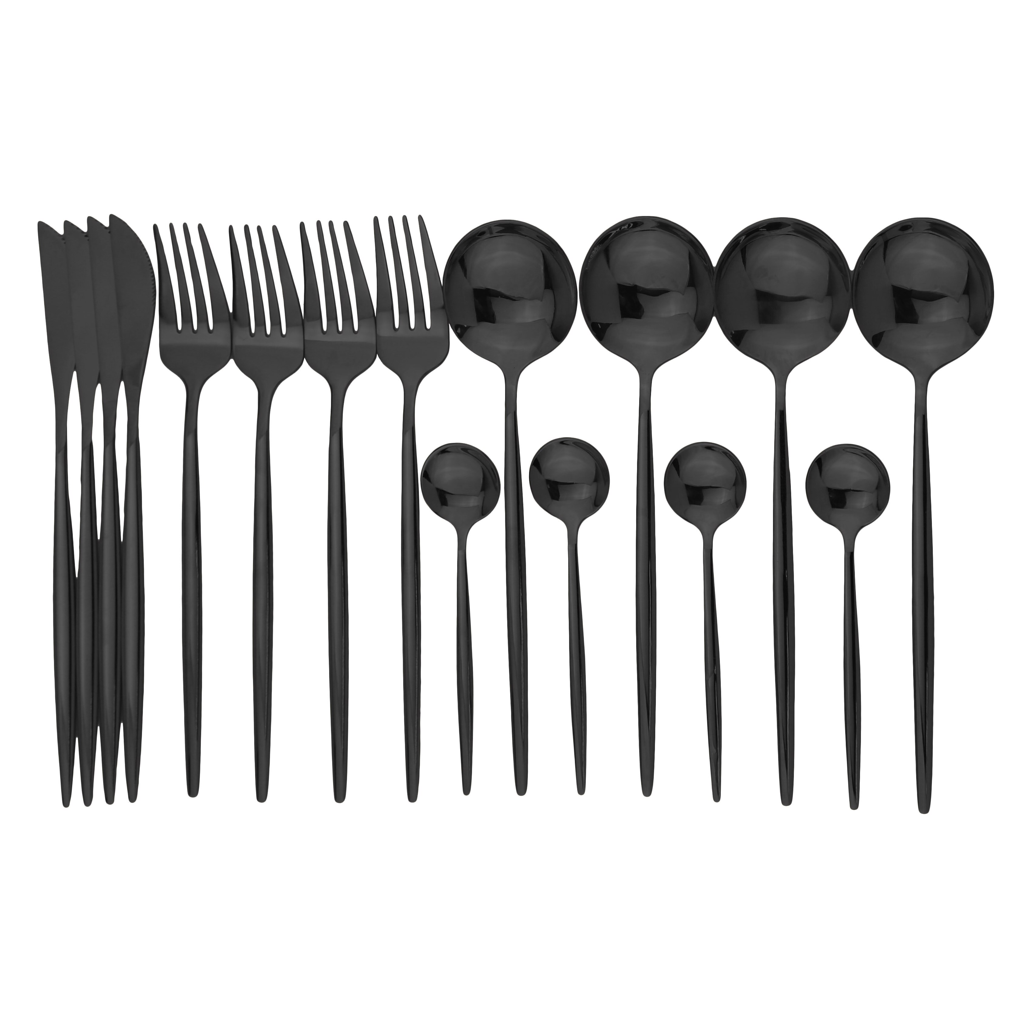 Gold Cutlery Set Kitchen Flatware 16Pcs 304 Stainless Steel Knife Fork Spoon Dinnerware Set Mirror Silverware With Gife Box: Gold Box / 16Pcs Black