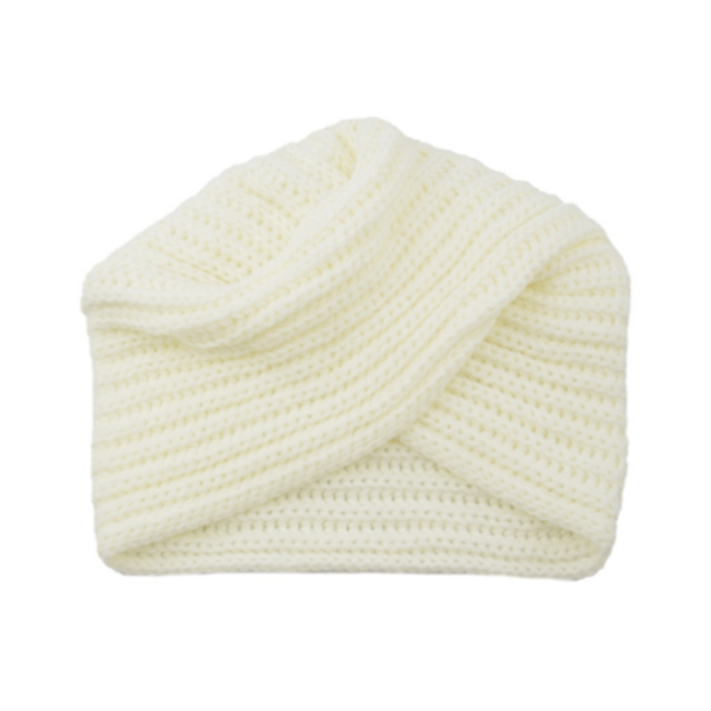 Sombreros de turbante de punto para mujer, gorros indios musulmanes, gorros de punto de lana, gorros cruzados, gorros bohemios con punta: White