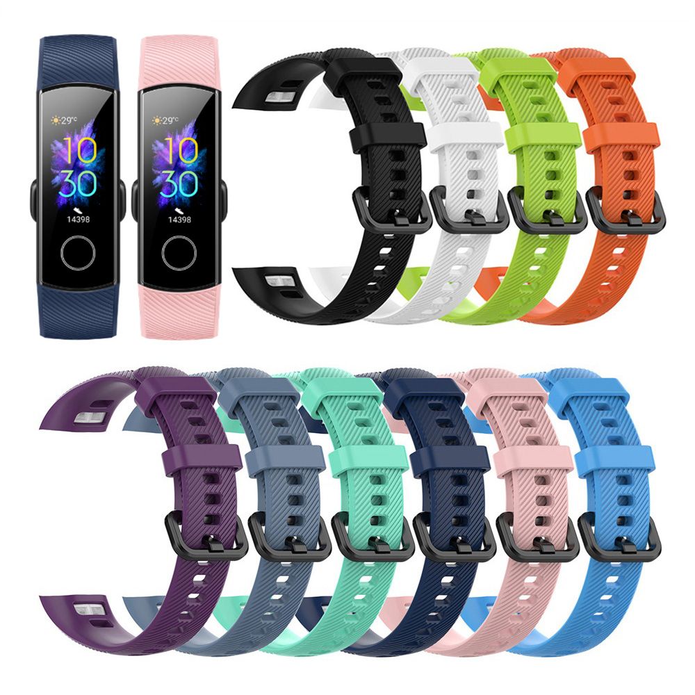 10 Colors Silicone Wrist Strap for Honor Band 5 4 Smart Wristband Replacement Original Watch Band Soft Bracelet Sport Classic