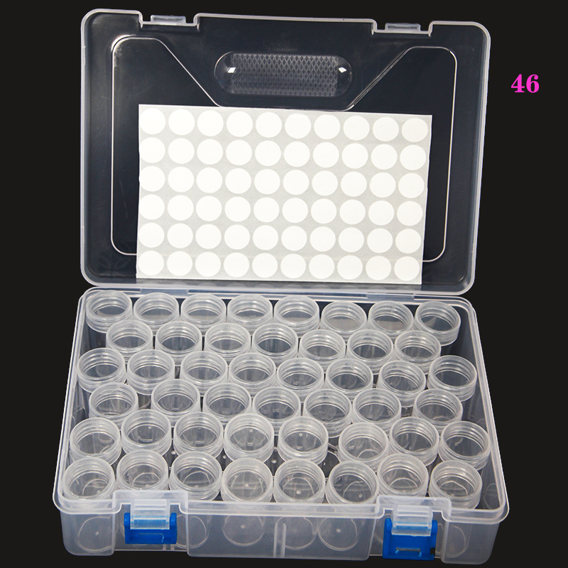 Boîte de rangement pour peinture diamant, 39 flacons, récipients pour perles, accessoires, broderie, pierre, mosaïque, pratique: 1pcs / 46bottles box