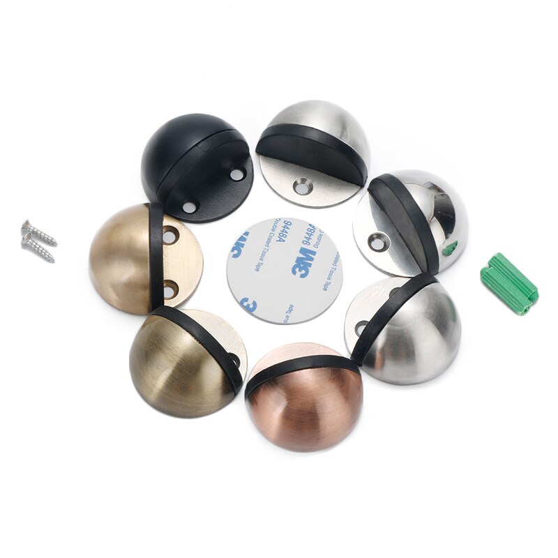 Floor-mounted Door Stops Stainless Steel Glass Door Rubber Semi-circular Anti-collision Punch Free Door Stop Wood Door Holder