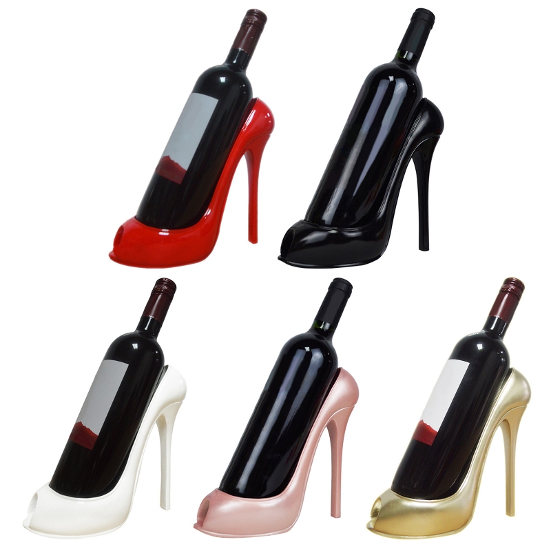 High Heel Shoe Wine Bottle Holder Stylish Wine Rack Basket Accessory for Home High-Heel Statue Sculptures Kitchen Bar Decor