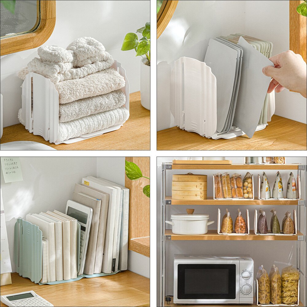 2pcs PP Multifunctional Flexible Partition Board Storage Dividers (White)