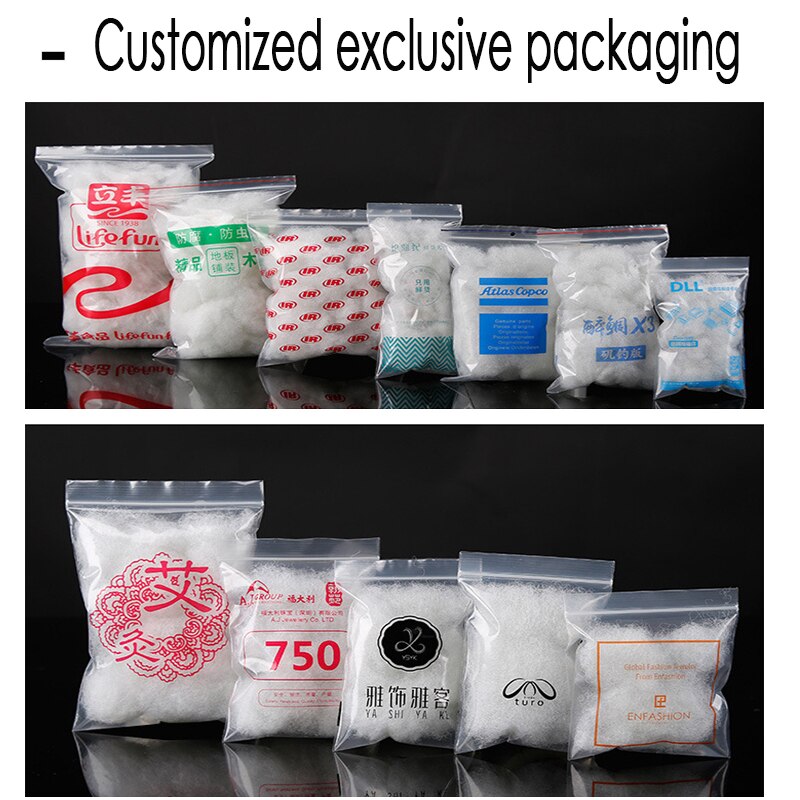 100pcs/pack Resealable Zip High Clear Plastic Bag Reclosable Nail cosmetic Hardware Food Trial Pouches Storage Package