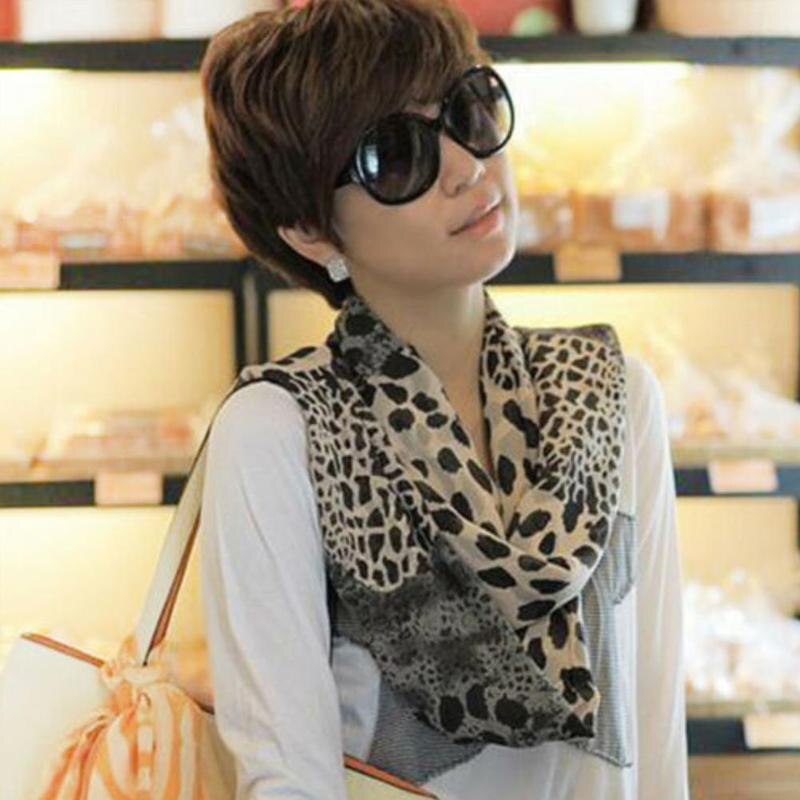 Bufanda de gasa con estampado de leopardo para mujer, chal suave de 150x45cm, coreana, pañuelo musulmán para , combina con todo