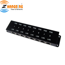 Passive POE injector 8 port black 10/100 Mbps Power over Ethernet PoE patch panel for IP Camera, VOIP, WiFi AP