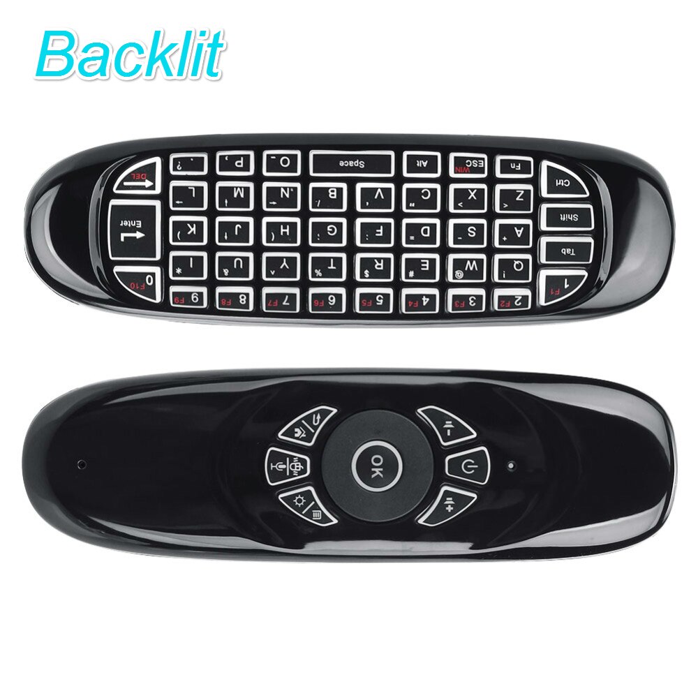 TTV DOOS C120 Backlight 2.4G Air Mouse Oplaadbare Draadloze Afstandsbediening Toetsenbord voor Android TV Box Computer Engels Versie: C120 with Backlit