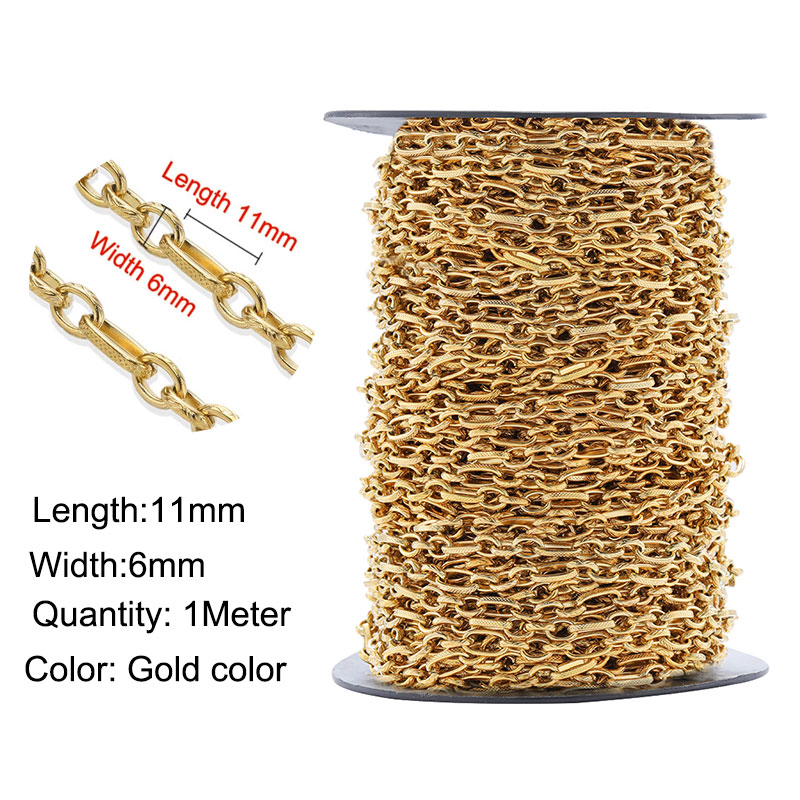 Edelstahl 1 Meter Ketten Kabel Stil Gold Ketten DIY für Halskette Armbinde Fußkettchen Schmuck Herstellung Komponenten: Weiß