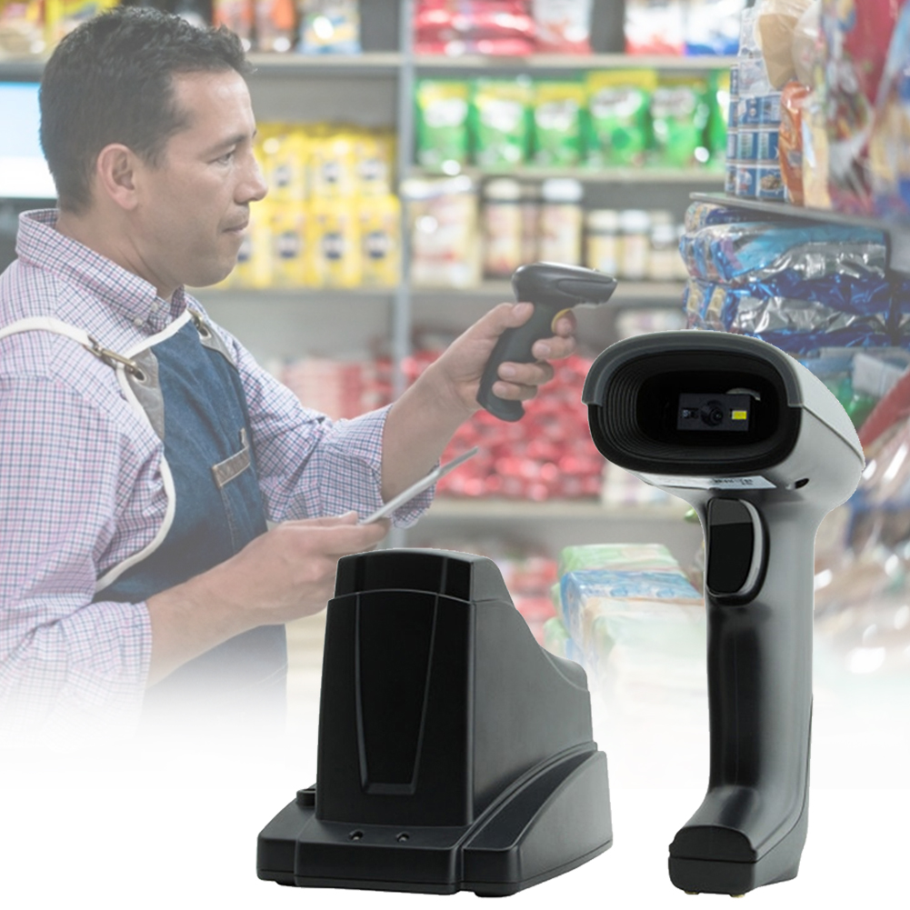 Draadloze 2D Barcode Scanner Supermarkt Psp Barcode Bar Code Scanner Reader Qr PDF417 Data