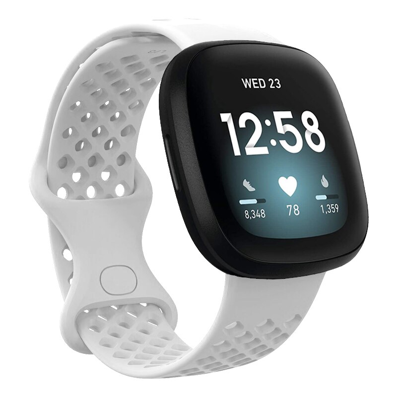 Sport Watch Band for Fitbit Versa 3 Strap Soft Breathable Silicone Bracelet Wristband for Fitbit Sense Accessories Women Men S L: white / S(5.5-6.7inch)