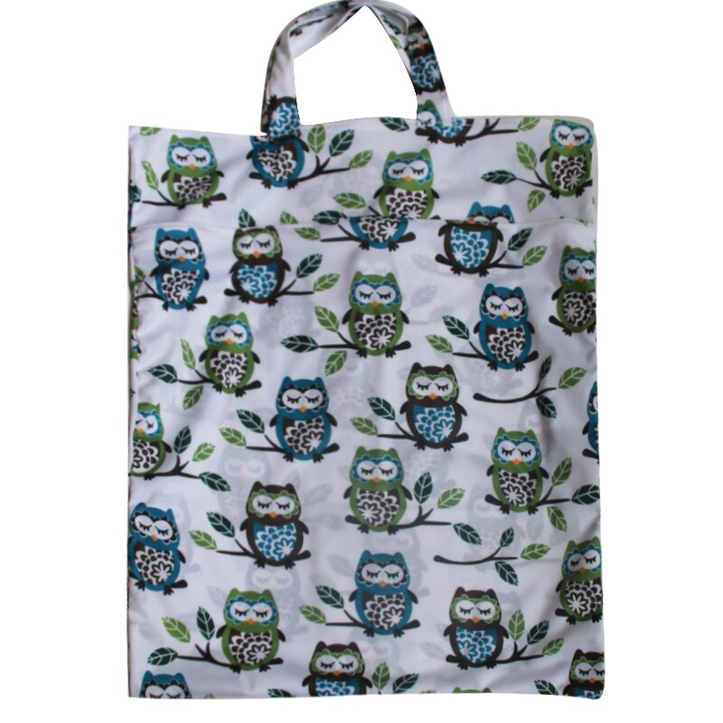 pororo super large size hanging nappy bag with double pockets, waterproof PUL cloth diaper bag pail liner with hanging handle