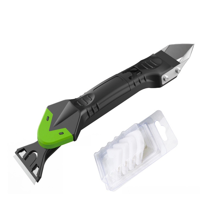 5 In 1 Siliconen Remover Kalefateren Finisher Kit Glad Schraper Grout Kit Tools Met Naad Tape Plastic Handgereedschap Set accessoires: GREEN - Metal2