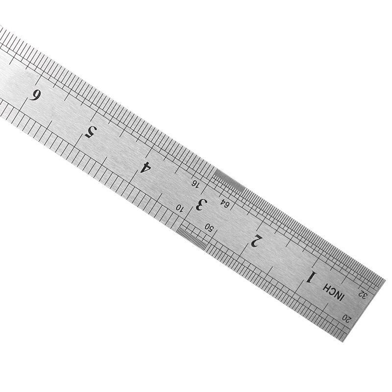 Stainless Steel Double Side Measuring Straight Edge Ruler 60cm/24", Silver