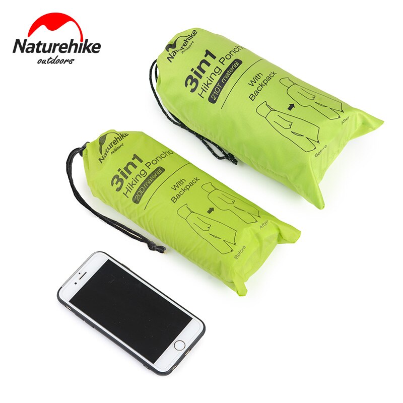 Naturehike 3 in 1 Hooded Rain Poncho Waterproof Raincoat Jacket for Men Women Adults Outdoor Camping Hiking Tent Mat NH17D002-M