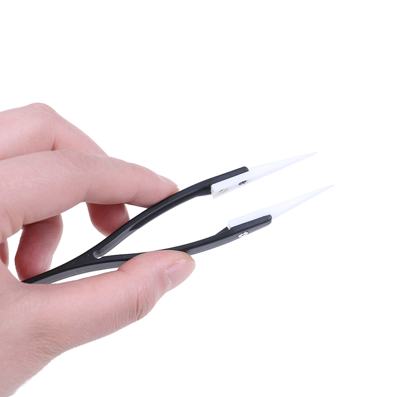 Pinza de plástico con punta de cerámica antiácido, punta de punta fina con resistencia al calor, 1x10mm