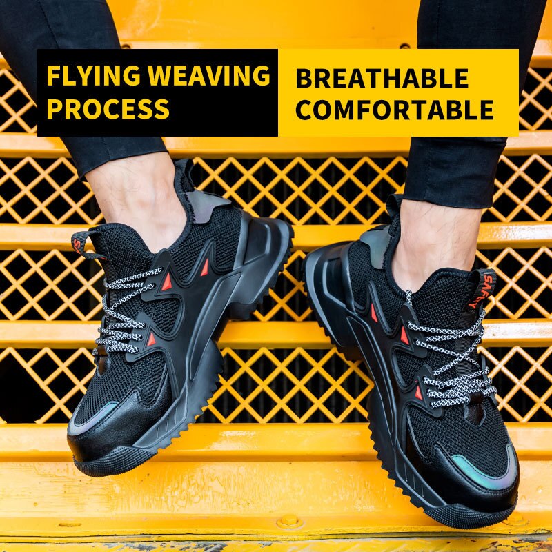Chaussures d&#39;assurance contre les coups de couteau pour homme, souliers de sécurité respirants et confortables avec embout en acier