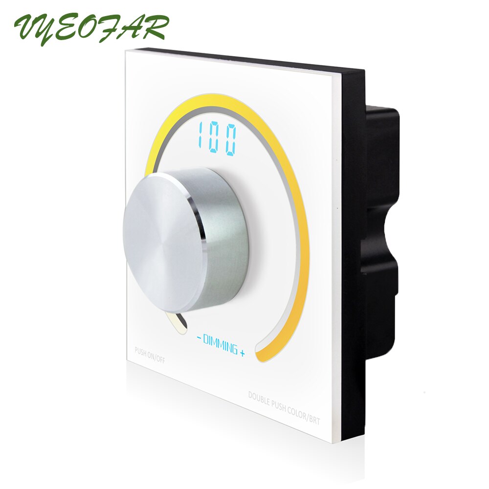 Led Color Temperature Controller 12V-24V Wall Mount Manual Panel Digital Display Rotary Knob Single Strip CT CCT Controller