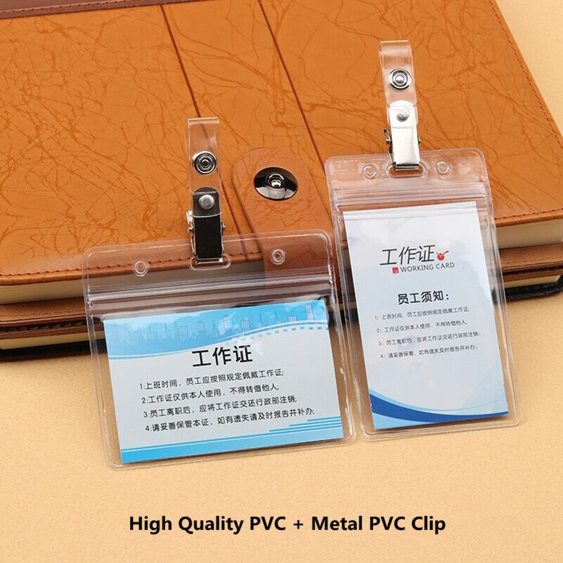 Heavy Duty Clear Transparent Plastic PVC Vertical ID Card Name Badge Holder Sleeve Pouch with Waterproof Type Resealable Zip
