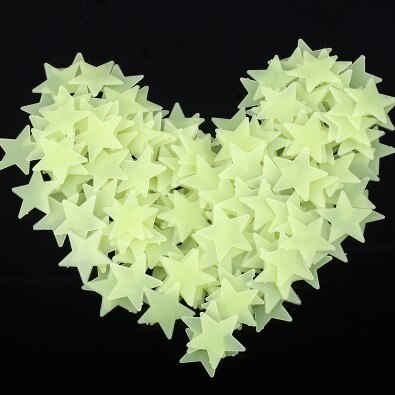Étoiles autocollantes phosphorescentes, peinture phosphorescente, pour chambre d&#39;enfant, 100: 100pcs yellow